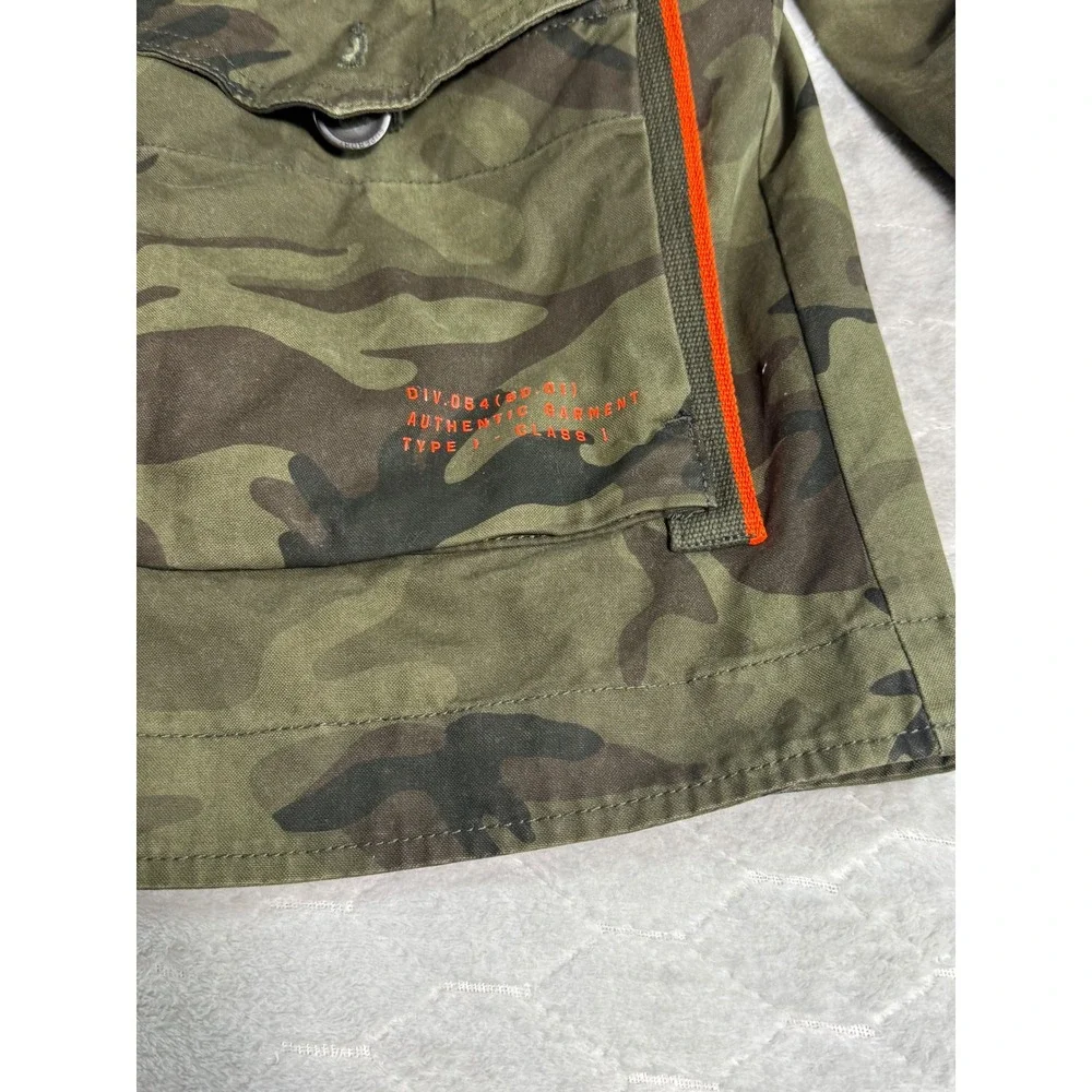 Superdry Rookie Edition Mens Camo Military Field Jacket Green Orange Hooded M